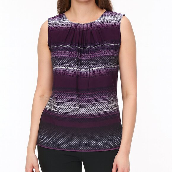 Calvin Klein Purple Striped Top Blouse Women's Size Meidum - Picture 1 of 5